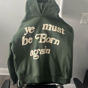 Kanye “ye must be born again” Green Cotton Hoodie Medium